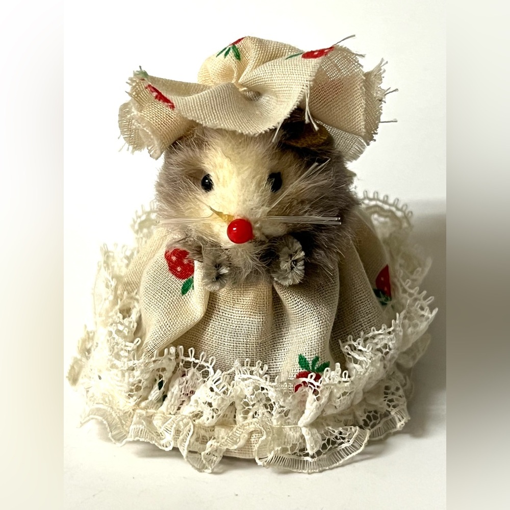 Original Fur Animals Toy Collectible Mouse Strawberry Print Dress & Hat 2 in